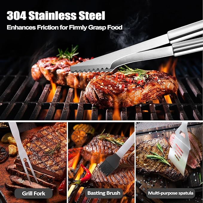 Dad Gifts from Daughter, Dad Grilling Accessories Fathers Day, Heavy Duty Stainless Steel Grill Set BBQ Grill Tools for Outdoor Grill with Aluminum Case, Grill Utensils Set Ideal Grilling Gifts
