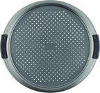 Anolon Advanced Nonstick Bakeware 13-Inch Pizza Crisper, Gray with Silicone Grips