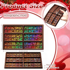 Ziliny Rose Holographic Chocolate Bar Mold Silicone, Rainbow Light Effect Chocolate Bar Deep Thick Molds for DIY Candy Dessert Baking, Candy, Wax Melts, Cake Decoration (Square)