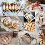 Alovexiong Non-stick Cannoli Tubes Molds 6pcs Cream Horn Molds Stainless Steel 4.92 inch Large Cannoli Molds Kit Baking Tubes Cones Pastry Roll Cream Roll Horn Croissant Mold Diagonal Shaped