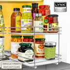 LYNK PROFESSIONAL® Pull Out Spice Organization for Cabinets - 8-3/8 inch Wide – Spice Rack for Inside Cabinets, Slide Out Spice Rack Organizer for cabinet – Pull Out Spice Rack, Sliding 2 Tier Chrome