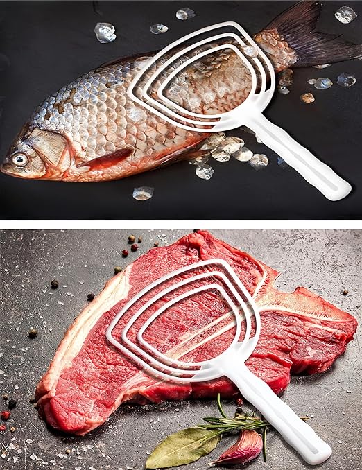 4 Pack Fish Scale Scraper & Bone Scraper, Mudder Bone Meal Scraper, Fish Descaler Cleaning Tool for Seafood Kitchen Home Use (7.9 * 4.3)