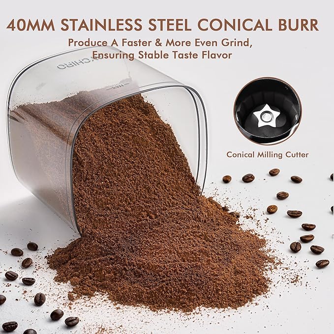 AYCHIRO Burr Coffee Grinder Electric, Adjustable Burr Mill with 30 Grinding Settings, Coffee Bean Grinder with Touchscreen, 2-12 Cups
