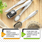 Spring Chef Stainless Steel Measuring Spoons Set of 8 with Leveler, Metal Teaspoon & Tablespoon Measuring Spoons for Dry & Liquid Ingredients, Fits in Spice Jars - Kitchen Gadgets For Baking & Cooking