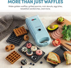 AROMA® Swap & Flip Waffle Maker with Removable Plates: 3-in-1 Panini Press, Mini Donut Maker, and Waffle Iron
