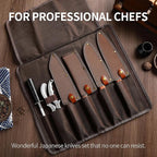 Japan Knife Set, High Carbon Steel Japan Nakiri Santoku Knife Set, Hand Forged Meat Cleaver Butcher Knife with Accessories for Kitchen, Camping BBQ Knives Set with Bag