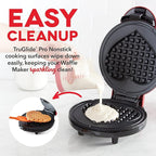 Dash Express Waffle Maker -Electric Waffle Maker for Creative Homemade Treats - Dual Nonstick Cooking Surfaces, Easy Food Release & Quick Cleanup - Compact, Space-Saving Design - 8 Inches - Red Heart