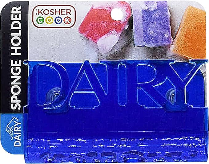 The Kosher Cook Dairy Blue Sponge Holder with Suction Cup Mounts - Sink Insert to Hold Scouring Pads and Scrubbers - Color Coded Kitchen Tools