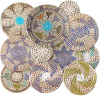 Tatuo 11 Pcs Boho Wall Basket Decor Bulrush Woven Wall Hanging Art Round Farmhouse Rustic Handmade Wicker for Summer Home, Bedroom, Living Room, Kitchen Decorations, Multi Sizes(Multicolour)