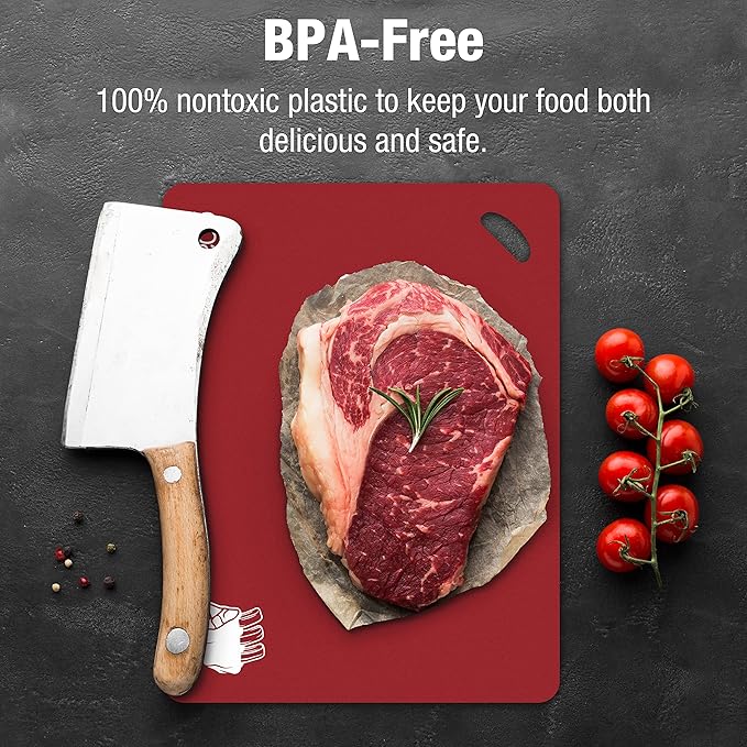 Eparé Extra Thick Flexible Folding Cutting Boards for Kitchen - Set of 4 Hangable & BPA Free Large Chopping & Cutting Mats for Cooking – Non Slip Cutting Sheets for Kitchen