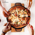 Cuisinel Cast Iron Pizza Pan 13.5-Inch – Pre-Seasoned Round Baking Stone for Oven, Grill & Stovetop – Heavy-Duty Skillet Alternative for Crispy Crust Pizza, Flatbreads & Roasting