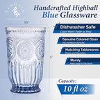 Yungala Blue Highball Glasses Set of 6 Tall Drinking Glasses 10 oz