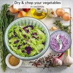 Brieftons Salad Spinner and Chopper: Large 6.3-Quart Lettuce Greens Vegetable Washer Dryer, with Bonus 0.95-Quart Veggie Chopper Mixer, Compact Storage, Easy Push Operation for Quick Veggie Prepping