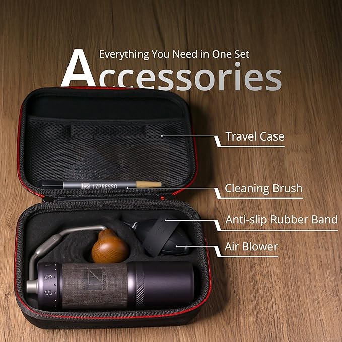 1Zpresso J-Ultra Manual Coffee Grinder Iron Gray, Conical Burr, Foldable Handle, Magnet Catch Cup Capacity 40g, Numerical Adjustable Finely Setting, Faster Grinding Efficiency Ideal for Espresso
