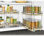 LYNK PROFESSIONAL® Élite™ Pull Out Spice Organization for Cabinets - 6-3/8 inch Wide – Spice Rack for Inside Cabinets – Wood/Chrome - Sliding Spice Rack Organizer for cabinet – Spice Rack - 2 Tier