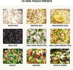 GreenPan Rice Cooker, 8 Cups Cooked (4 Uncooked), Low-Carb & Soup Mode,10 ONE-TOUCH Cooking Presets, PFAS-Free Ceramic Steamer Basket, Fuzzy Logic, Auto Keep Warm, Oats, 24HR Delay Timer, Cream