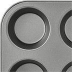 Amazon Basics Nonstick Muffin Pan, Set of 2, Sturdy, Oven Safe, Bakes Evenly, Easy to Clean, 12 Cups, Gray, 13.9x10.55x1.22"