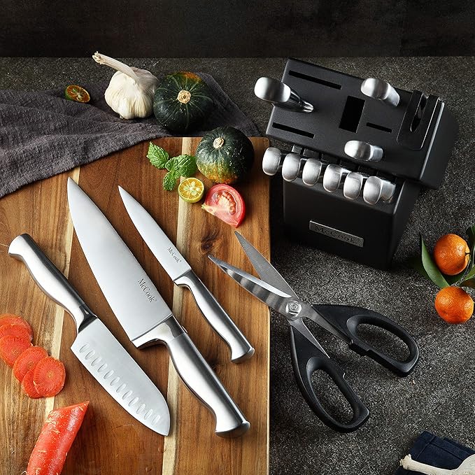 McCook® Knife Sets, German Stainless Steel Knife Block Sets with Built-in Sharpener (Pack of 2)