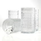 Glaver's Hobnail Drinking Glasses, Set of 4 Clear Vintage Beaded Glass Cups, 15 Oz. Cocktail Drinking Glassware Set, For Water Juice, Smoothies. Home, Dinner, Bar uses.