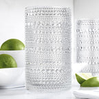 Glaver's Hobnail Drinking Glasses, Set of 4 Clear Vintage Beaded Glass Cups, 15 Oz. Cocktail Drinking Glassware Set, For Water Juice, Smoothies. Home, Dinner, Bar uses.