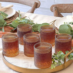 Kate Aspen Beaded Amber Drinking Glasses Set of 6-10 oz Vintage Glassware Jupiter Glasses, Cocktail Glass, Juice Glass, Water Cups Hostess Gift, Present, Gift for Newlyweds (Pack of 4)