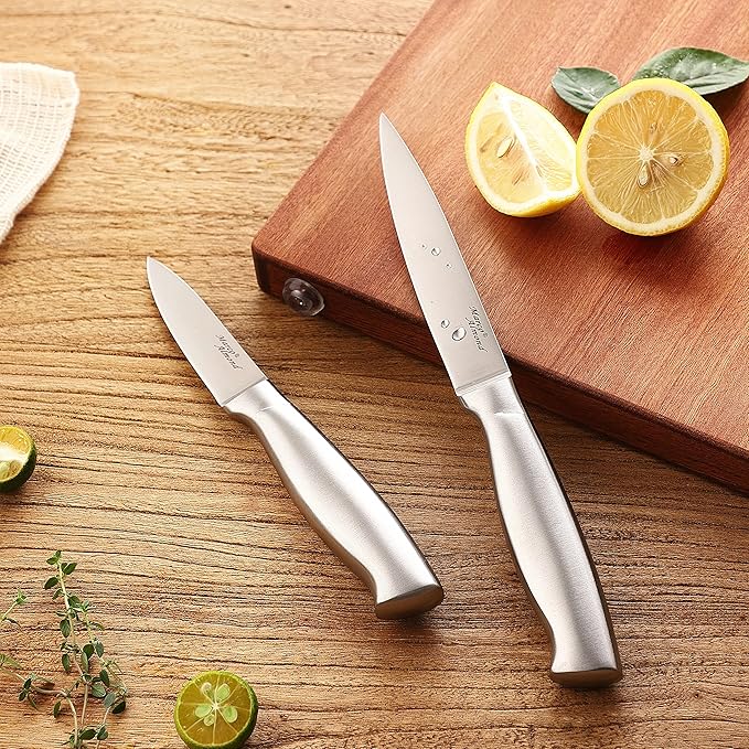 Marco Almond MA22 Knife Sets, 19 Pieces Stainless Steel Hollow Handle Kitchen Knives Block Set