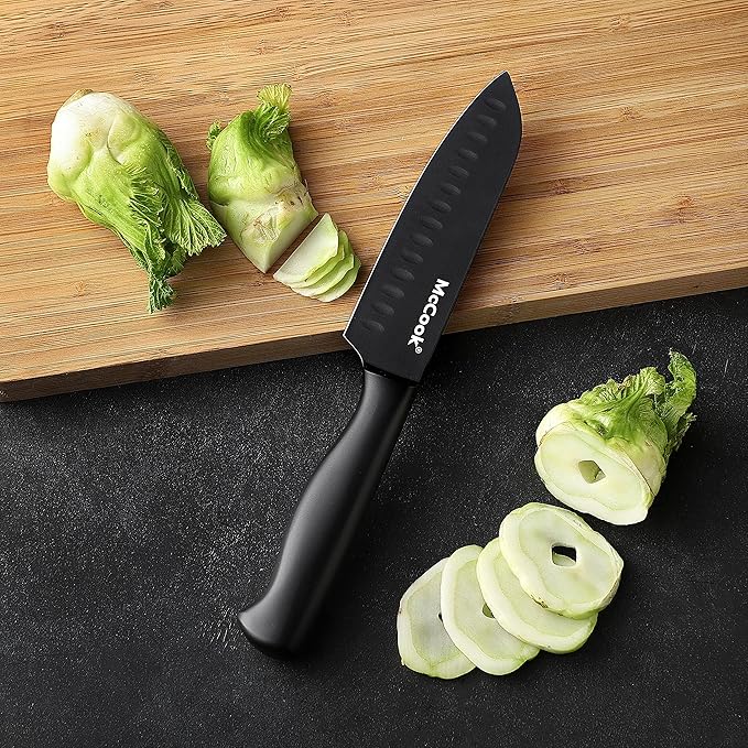 McCook® Knife Sets,German Stainless Steel Knife Block Sets with Built-in Sharpener, Black (Pack of 2)