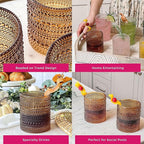 Kate Aspen Beaded Amber Drinking Glasses Set of 6-10 oz Vintage Glassware Jupiter Glasses, Cocktail Glass, Juice Glass, Water Cups Hostess Gift, Present, Gift for Newlyweds (Pack of 4)