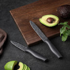Marco Almond Kitchen Knife Set, KYA39 12-Piece Chef Knife Sets, 6 Knives with 6 Blade Guards, Stainless Steel Knives Set for Kitchen with Covers, Black